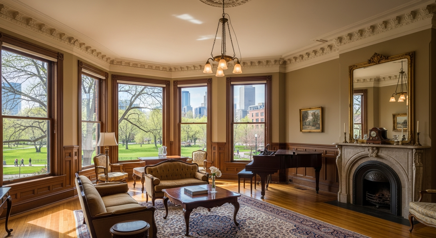 Historic Denver row-home interior near a park and downtown with restored elegant detail
